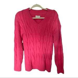 Soft Lucky Brand Pink V Neck Fuzzy Slouchy Sweater